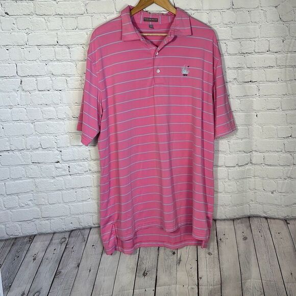 Peter Millar Summer Comfort Pink Competition Stripe Polo size XL - Picture 1 of 10